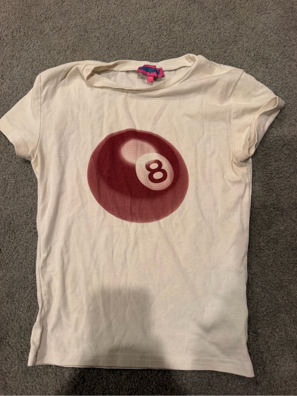 Edikted White Graphic Tee with Red 8-Ball Print